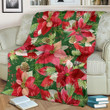 Tropical Blossom Poinsettia Pattern Print Design Fleece Blanket