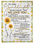 From Grandma With Lovely Messages To Granddaughter Who Loves Sunflower Fleece Blanket