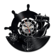 Compas Vinyl Record Wall Clock - Naval Wall Art - Sea Boat Room Decor - Sailor Lover Gift