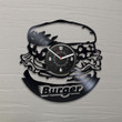 Burger Vinyl Record Laser Cut Wall Clock Burger Art Decor For Kitchen Wall Fast Food Art Restaurant Decoration Wedding Gift For Groom