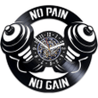 No Pain No Gain Wall Clock Made From Vinyl Record, Unique Decor Idea For Gym, Birthday Gift For Men, Wall Hanging Art