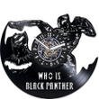 Black Panther Vinyl Record Laser Cut Wall Clock Famous Comics Gifts For Women Teenager Room Decor Comics Hero Art Xmas Gift For Kids