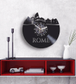 Rome Italy Vinyl Record Wall Clock Unique Decor For Travel Lover Wedding Gift For Newlyweds Vintage Large Wall Art