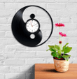 Yin Yang Wall Clock Made From Vinyl Record, Vintage Decor For Yoga Studio, Xmas Gift For Wife, Original Wall Art