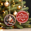 Santa Claus Christmas Ornament 2023, Santa's Workshop, Believe, Christmas Magic, 3D Image, Holiday, Christmas Eve, Porcelain, Round,Gift Exchang