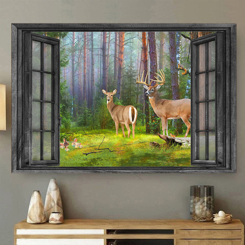 Blacktail Deer 3D Window View  Gift Couple Rabbit Hunting Lover Da0398-Tnt Framed Prints, Canvas Paintings