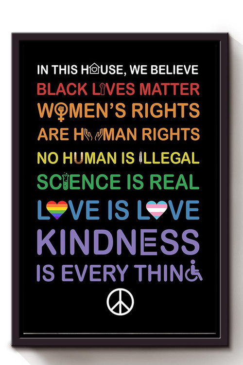 In this house we believe symbol Equality Wall Art Gift For Pride Month LGBT IDAHOT Framed Matte Canvas Framed Prints, Canvas Paintings