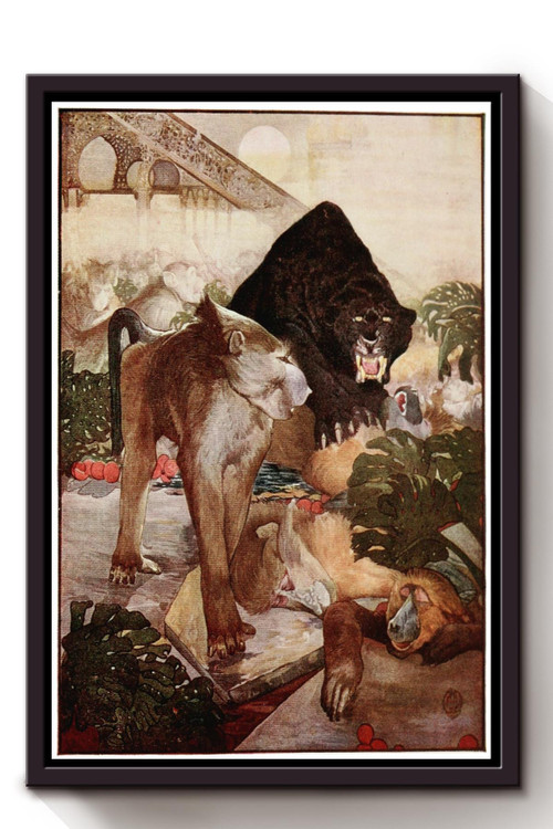 The Jungle Book Fairy Tales The Monkey Fight Illustrations By Edward Detmold Framed Canvas