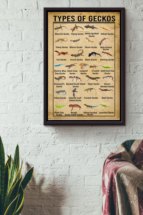 Types Of Geckos In The World Poster - Animal Wall Art - Gift For Geckos Lover Reptiles Lover Biologist Framed Matte Canvas Framed Prints, Canvas Paintings
