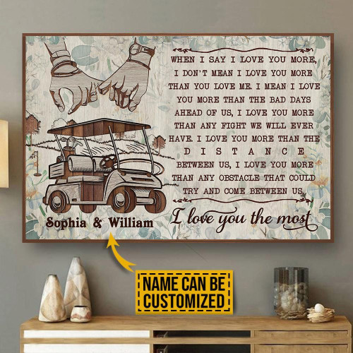Personalized Canvas Painting Frames Home Decoration Golf Cart Floral I Love You The Most  Framed Prints, Canvas Paintings