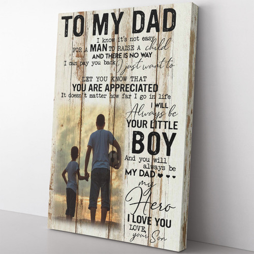 Personalized Home Decor Wall Art Gift Ideas Gift For Dad, Custom Photo You Will Always Be My Dad My Hero Home Decor Wall Art Gift Ideas Framed Prints, Canvas Paintings