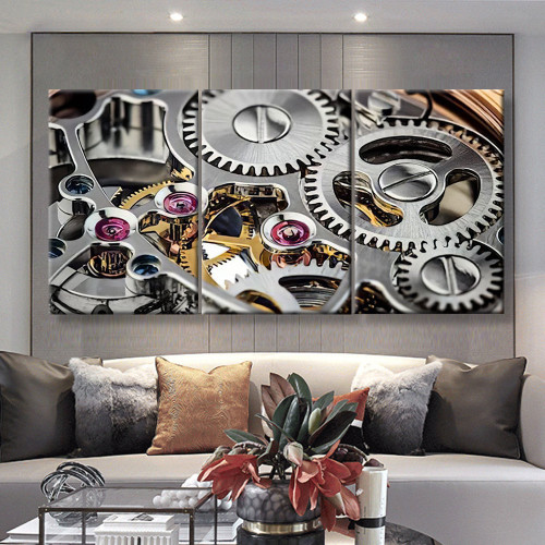 Clock Mechanism Industrial, Multi Canvas Painting Wall Art Ideas, Multi Pieces Canvas Prints, 3Pcs 5Pcs Multi Panel Wall Art