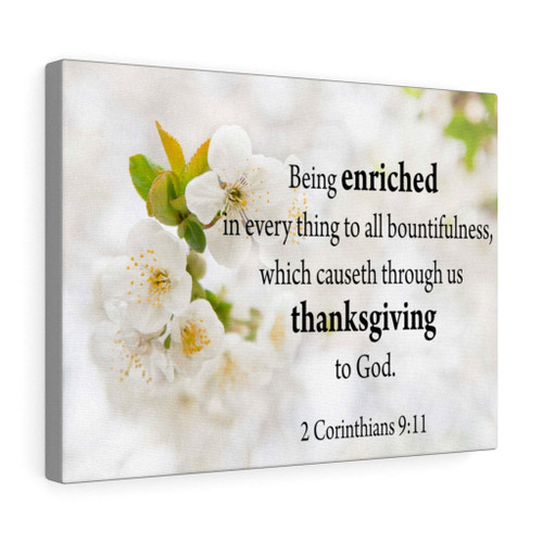 Scripture Canvas Thanksgiving to God 2 Corinthians 9:11 Christian Wall Art Bible Verse Meaningful Home Decor Gifts Unique Housewarming Gift Ideas Framed Prints, Canvas Paintings