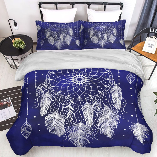 Lavish Queen Sheet Sets Blue Royal White Dream Catcher Bedding Set Duvet (No Comforter) Full King Queen Size Bed Cover Set Duvet With Pillowcases
