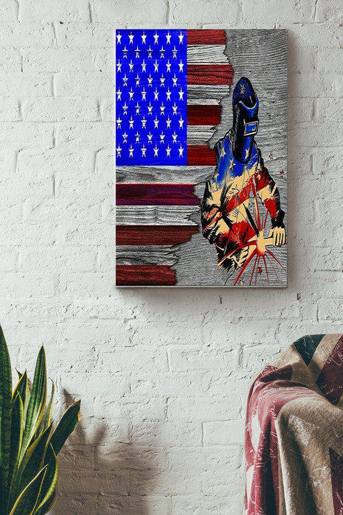 American Welder Poster - Welder Wall Art - Gift For American Welder Father Dad Fathers Day Canvas Gallery Painting Wrapped Canvas Framed Gift Idea Framed Prints, Canvas Paintings