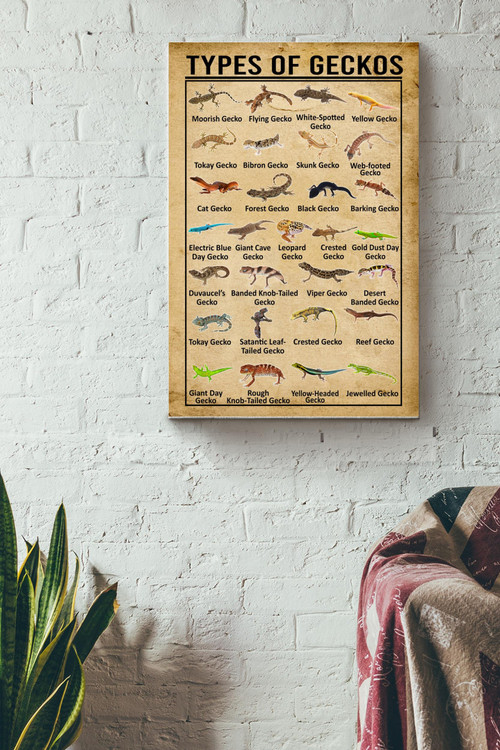 Types Of Geckos In The World Poster - Animal Gallery Canvas Painting Wall Art- Gift For Geckos Lover Reptiles Lover Biologist Canvas Gallery Painting Wrapped Canvas Framed Gift Idea Framed Prints, Canvas Paintings