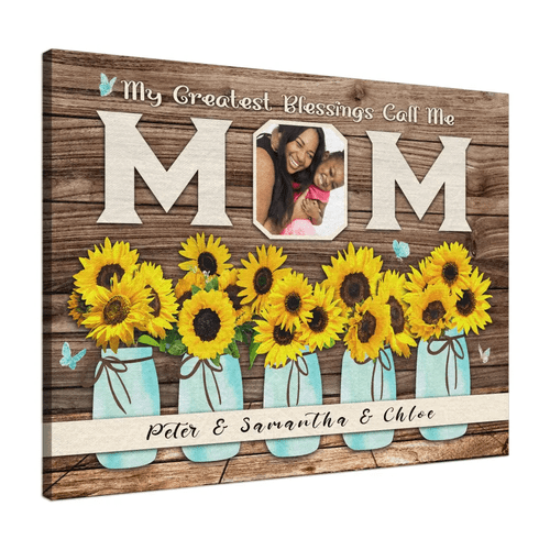 Personalized My Greatest Blessings Call Me Mom Canvas Print Gift Idea