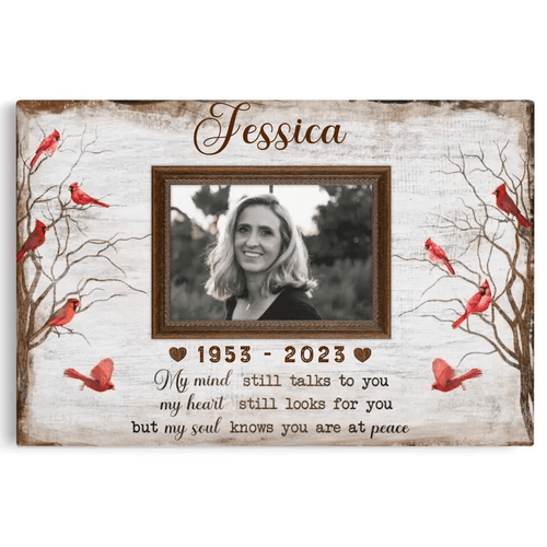 Memory Photo Canvas with Custom Text, My Soul Knows You Are At Peace, Custom Memorial Photo Gift, Loss Of Mom Grandma Mother's Day Gift