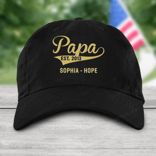 Personalized papa est with grandkids Embroidered Cap Custom Cap