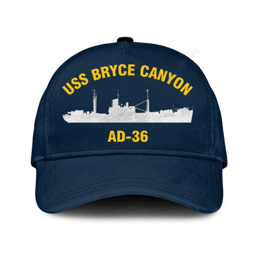 Uss Bryce Canyon Ad-36 Classic Baseball Cap, Custom Embroidered Us Navy Ships Classic Cap, Gift For Navy Veteran