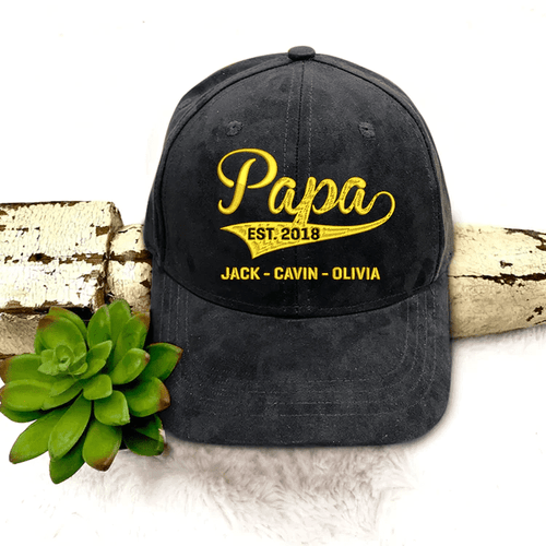 Personalized dad father's grandpa est with son daughter grandkids Cap Custom Printed Embroidered Cap