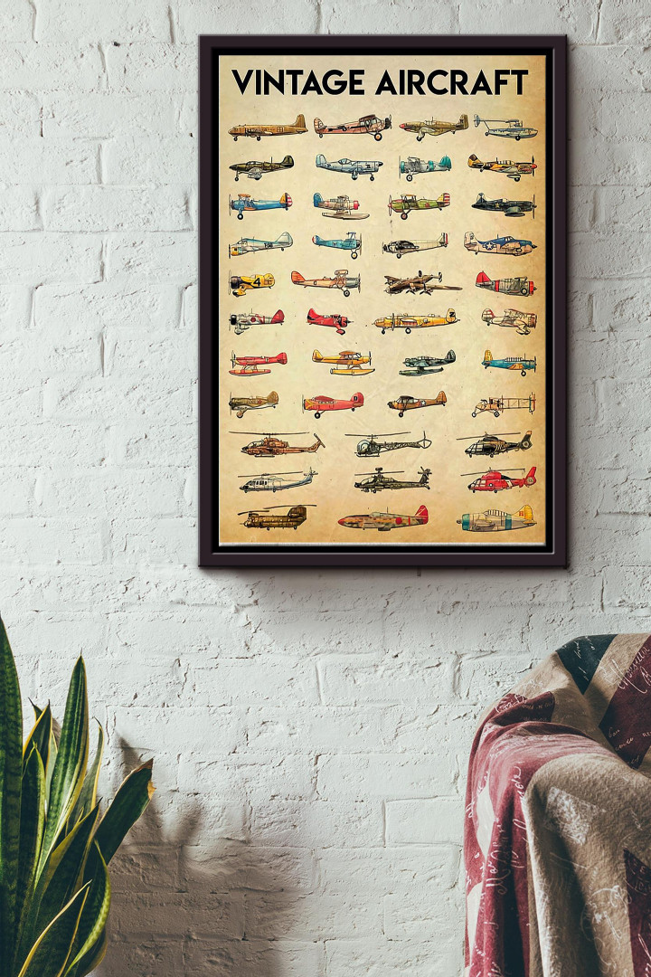 Types Of Vintage Aircrafts Canvas Aviation Gift For Flight Engineer Flight Attendants Pilot Airplane Lover Framed Matte Canvas Framed Prints, Canvas Paintings Framed Matte Canvas 8x10
