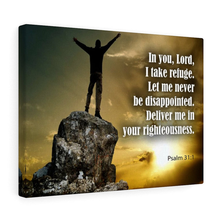Scripture Canvas Never Be Disappointed Psalm 31:1 Christian Bible Verse Meaningful Framed Prints, Canvas Paintings Wrapped Canvas 8x10