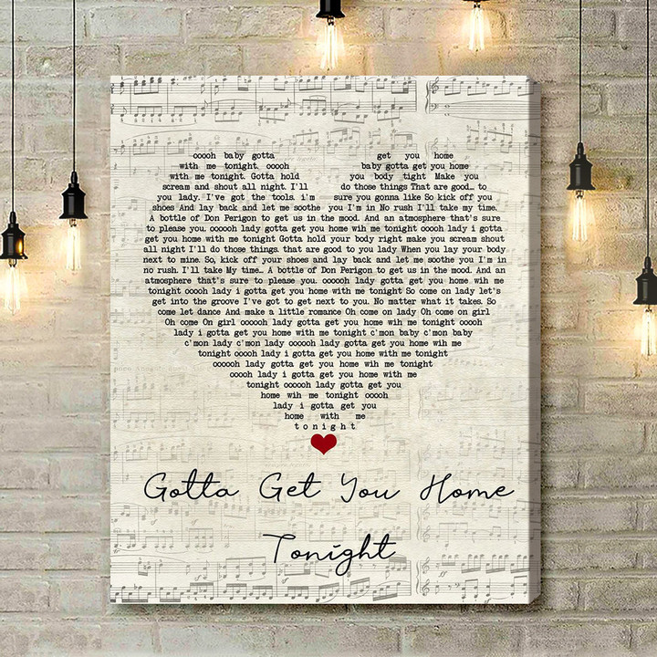 Eugene Wilde Gotta Get You Home Tonight Script Heart Song Lyric Music Art Print - Canvas Print Wall Art Home Decor