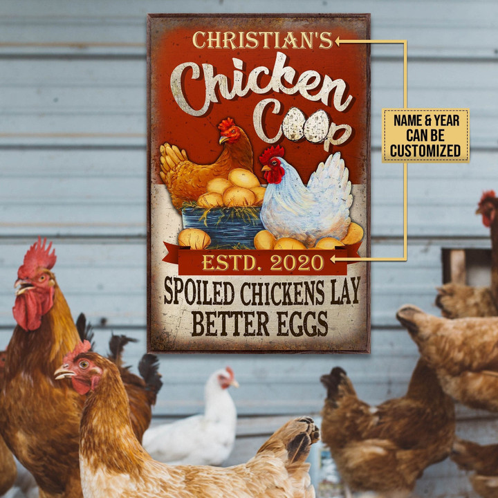 Aeticon Gifts Personalized Chicken Coop Spoiled Chickens Canvas Home Decor Wrapped Canvas 8x10