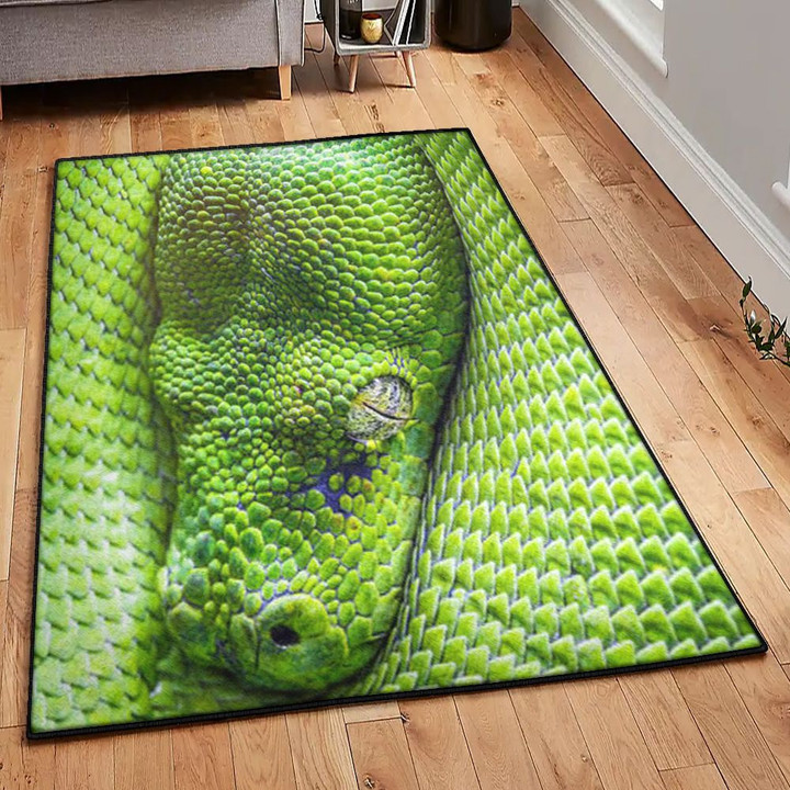 Green Carpets Green Snake Rug Rectangle Rugs Washable Area Rug Non-Slip Carpet For Living Room Bedroom Area Rug Small (3 X 5 FT)