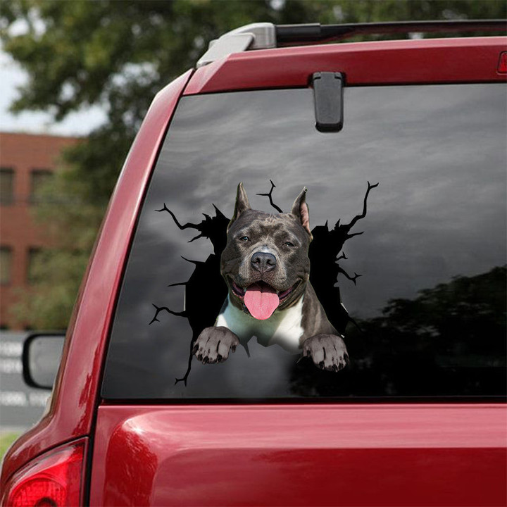 American Staffordshire Terrier Crack Head Decal Funny Pictures Custom Vinyl Lettering Gift For Mother, Nice Jeep Peasant Decal 12x12IN 2PCS
