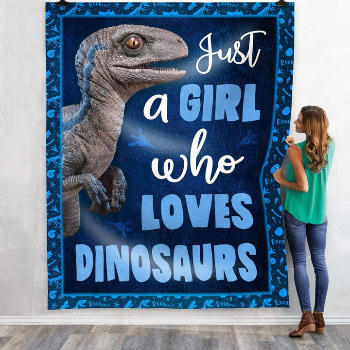 Just A Girl Who Loves Dinosaur Animal Printed Fleece Blanket