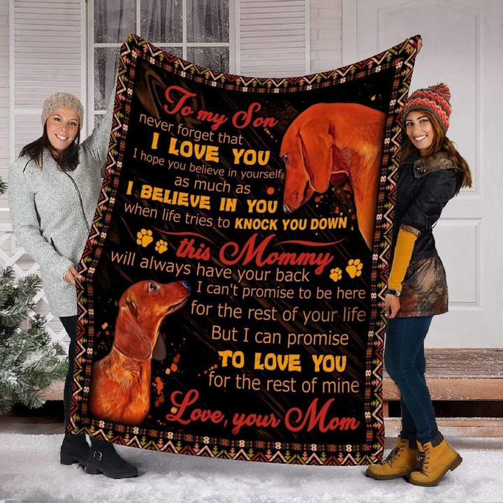 I Believe In You Dachshund Fleece Blanket Gift For Son