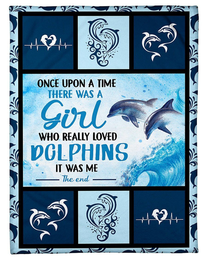 There Was A Girl Who Really Loved Dolphins Gift For Dolphin Lovers Fleece Blanket