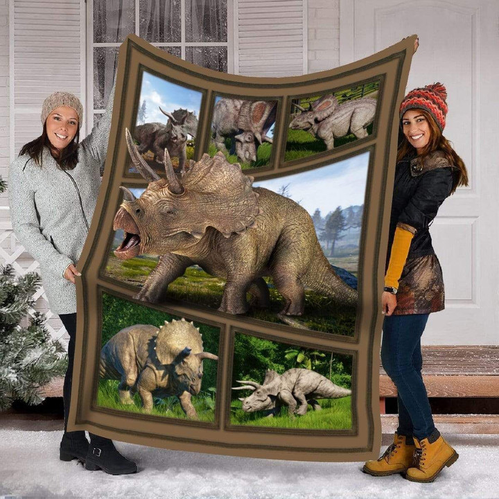 Pemola Triceratops Wild Life Fleece Blanket Gift For Men