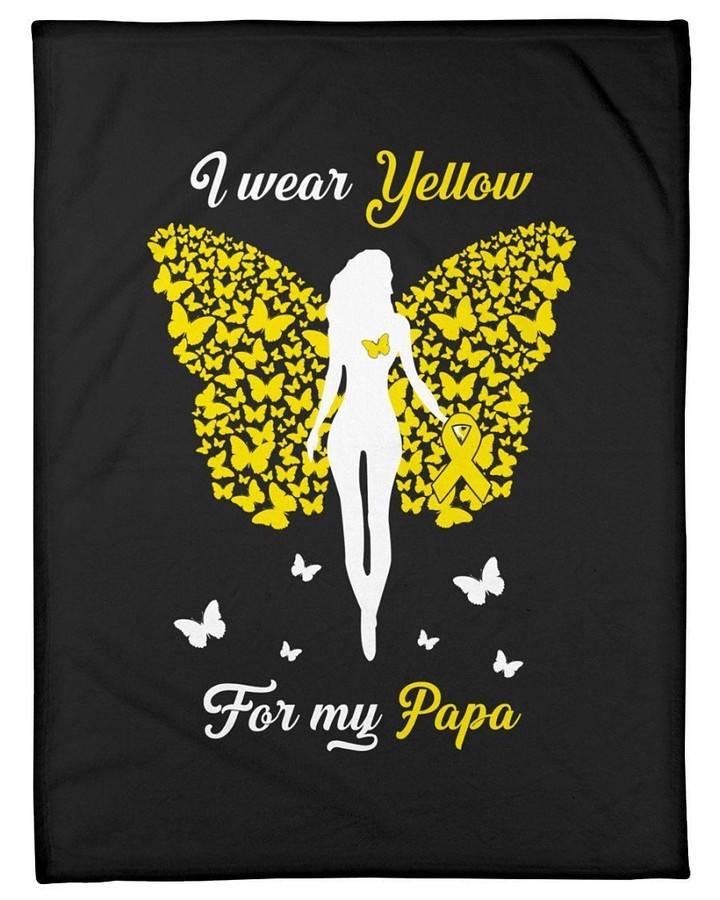 I Wear Yellow For My Papa Spina Bifida Awareness Fleece Blanket