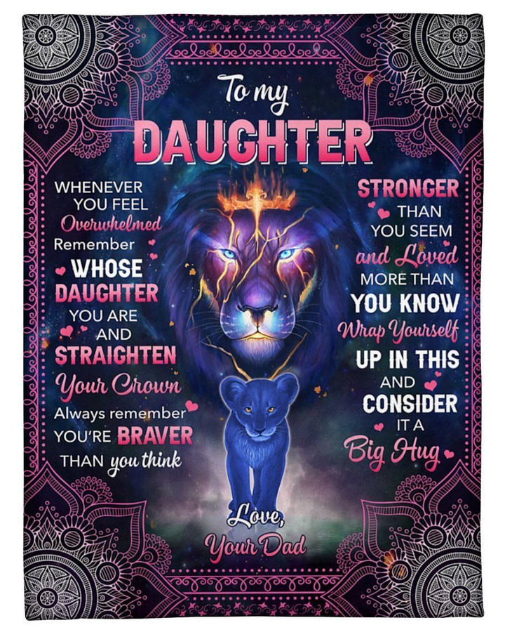 Lion Papa To My Daughter Fleece Blanket You Are Loved More Fleece Blanket