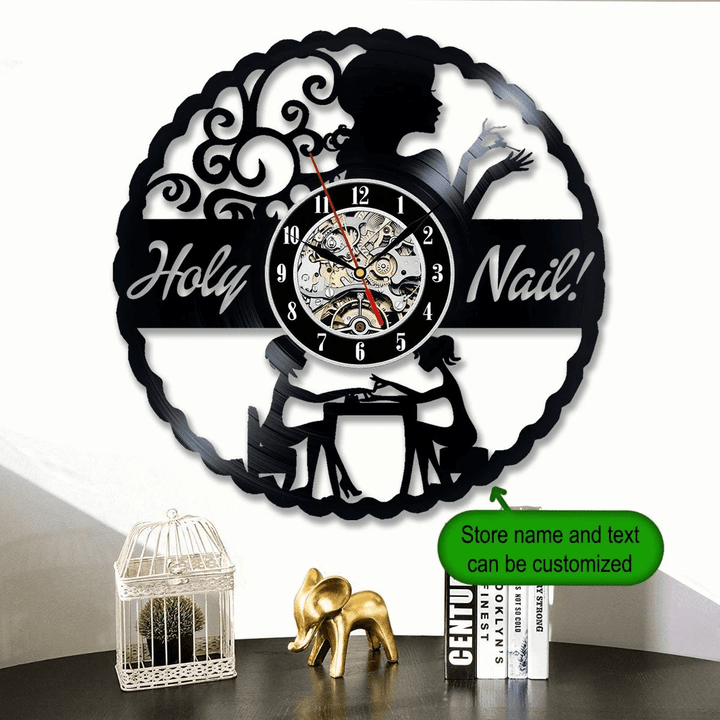 Nail Salon Personalized Vinyl Record Clock