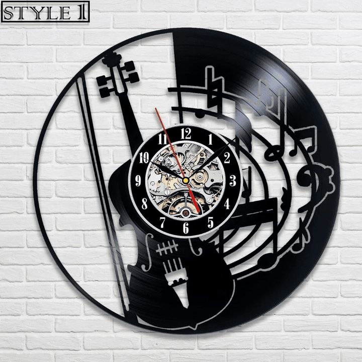 Violin Vinyl Record Clock