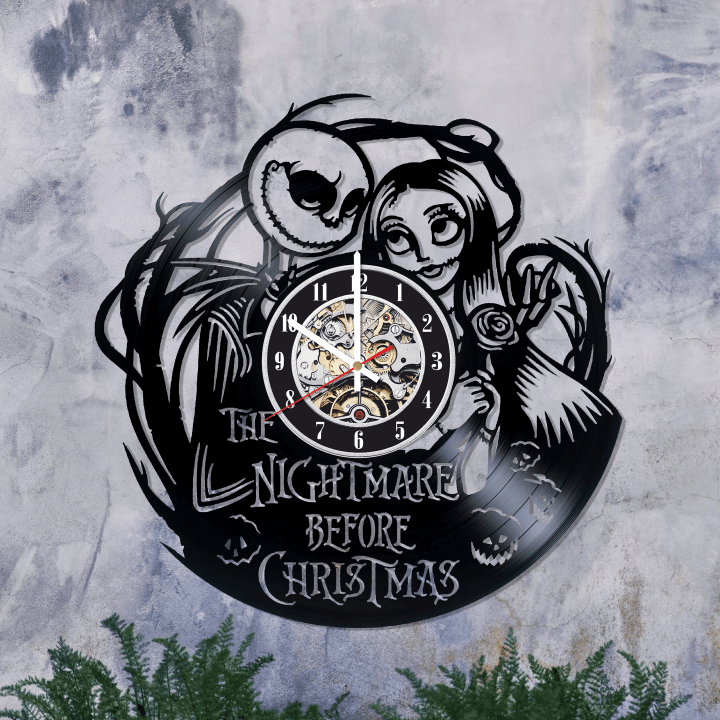 Christmas Mood, Nightmare Before Christmas, Hand Made Vinyl Record Clock, Wall D�cor College Teenage Kids Play Game Room, Gift For Children