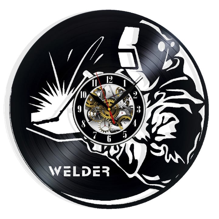 Welder Vinyl Record Wall Clock Gifts For Him Her Kids Decor For Home Bedroom Bathroom Kitchen Art Surprise Ideas For Best Friends