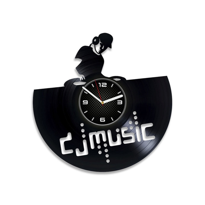 Dj Logo Vinyl Record Clock Unique Office Wall Decor Christmas Gift For Coworker Wall Hanging Art