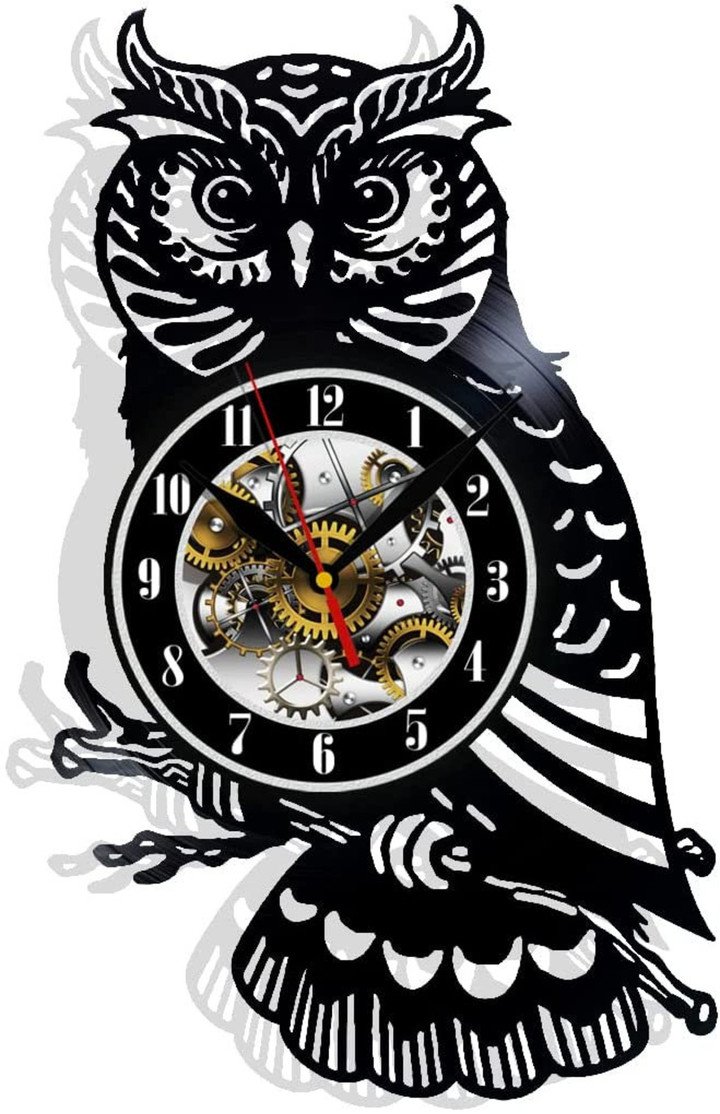 Owl Birds Vinyl Record Wall Clock Gifts For Him Her Kids Decor For Home Bedroom Bathroom Kitchen Art Surprise Ideas Friends