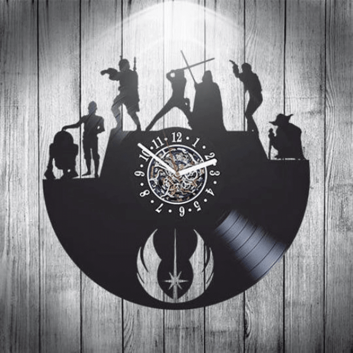 Star Wars Movie Wall Clock Made From Vinyl Record, Star Wars Logo, Unique Decor For Home, New Home Gift For Family, Modern Wall Art