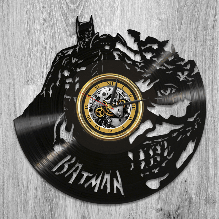 Dc Superhero Vinyl Record Large Wall Clock Original Comics Art Bedroom Wall Decor Dark Knight Artwork Birthday Gift For Boyfriend