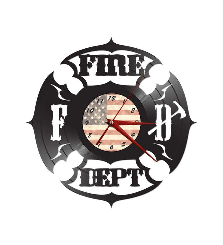 Fire Department Themed Vinyl Album Record Clock