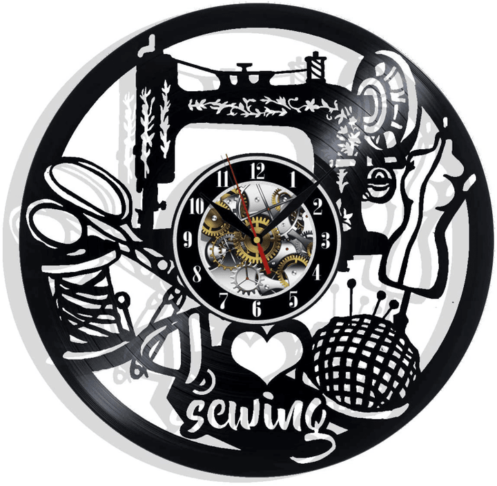 I Love Sewing Vinyl Record Wall Clock Gifts For Him Her Kids Decor For Home Bedroom Bathroom Kitchen Art Surprise Ideas Friends