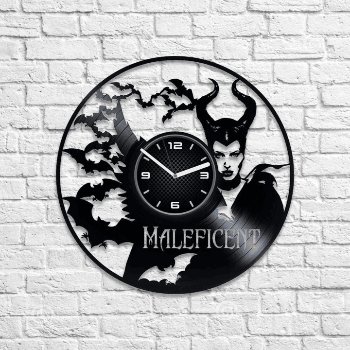 Maleficent Vinyl Record Large Wall Clock Movie Wall Art Maleficent Room Decor Maleficent Art Winter Holiday Gift Idea