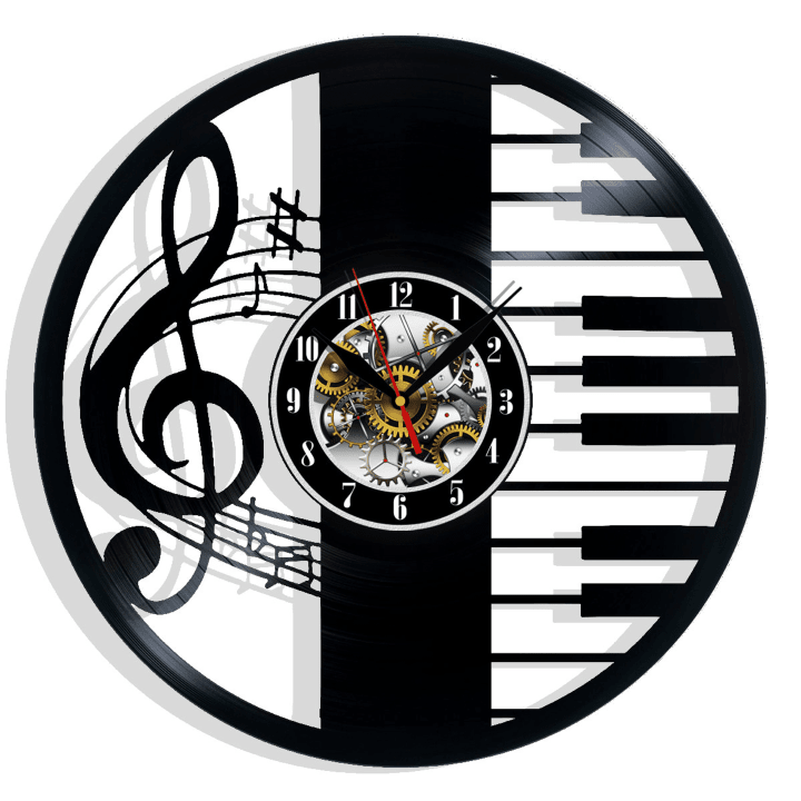 Music Notes Piano Treble Clef Vinyl Record Wall Clock Gifts For Him Her Kids Decor For Home Bedroom Art Surprise Ideas For Best Friends
