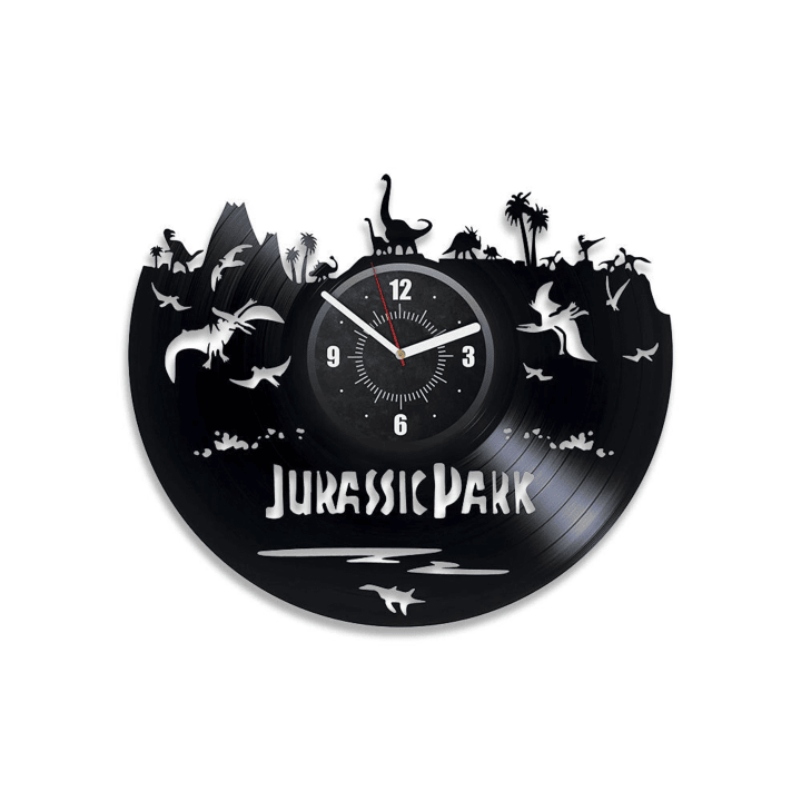 Jurassic Park Vinyl Record Silent Wall Clock Jurassic Park Room Decor Dinosaur Wall Art Gift For Kid Boy Winter Holiday Gift